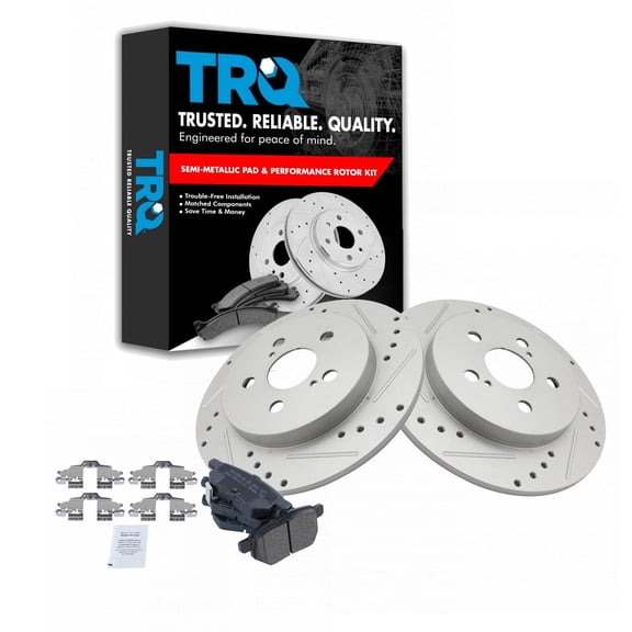 TRQ Rear Metallic Brake Pad & Performance Rotor Kit Fits Select Vibe Matrix Corolla XRS