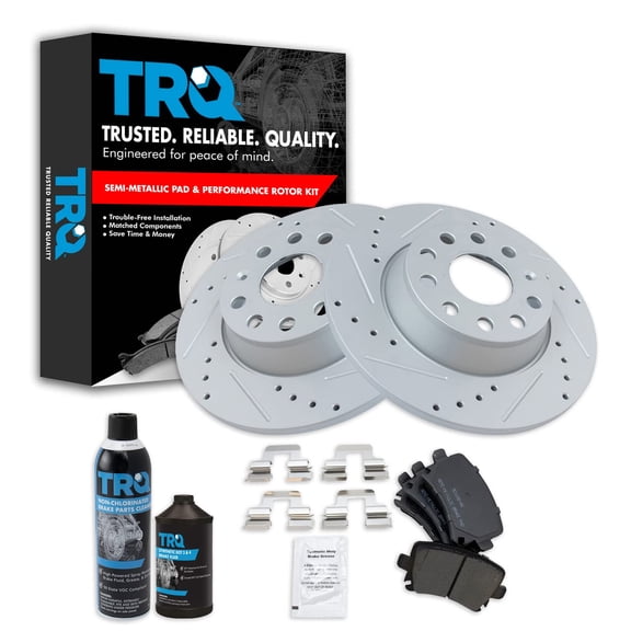 TRQ Rear Metallic Brake Pad & Performance Rotor Kit for A3 VW GTI Jetta Passat BKA21439 Fits select: 2009-2017 VOLKSWAGEN TIGUAN, 2013 VOLKSWAGEN CC