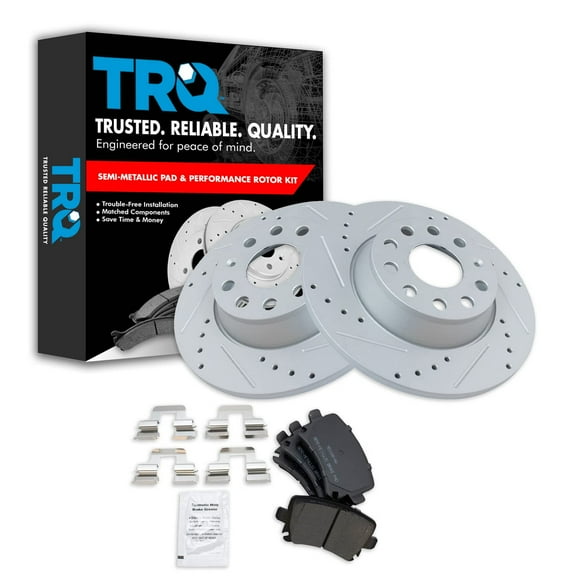 TRQ Rear Metallic Brake Pad & Performance Rotor Set Fits Select A3 VW GTI Jetta Passat