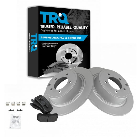 TRQ Rear Metallic Brake Pads & G-Coated Rotors Kit Fits Select Chrysler Dodge Jeep Mitsubishi