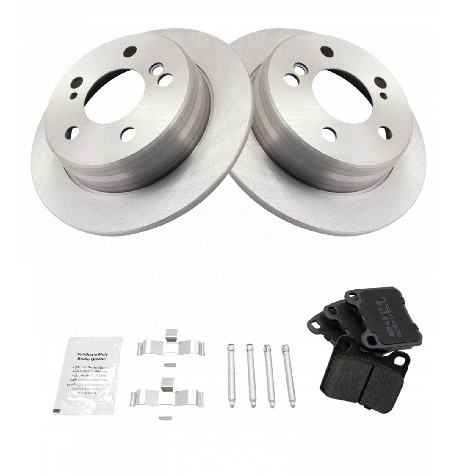 TRQ Rear Metallic Disc Brake Pads & Rotors Kit Set for 190E 260E 300D