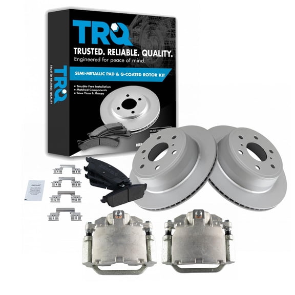 TRQ Rear Metallic Pads G-Coated Rotors & Calipers Kit Fits Select GM Truck New