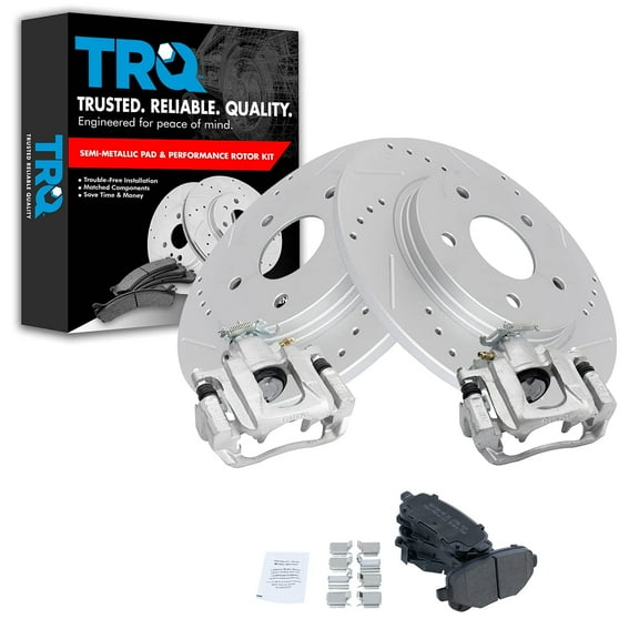 TRQ Rear Metallic Pads Performance Rotors & Calipers Fits Select Ram Chrysler Dodge VW