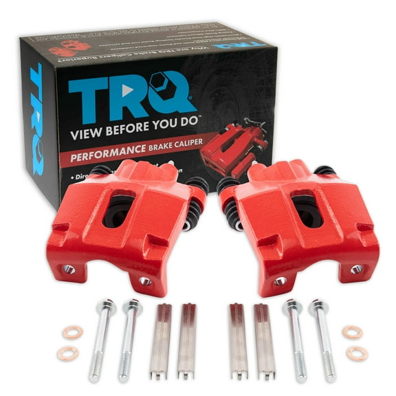 TRQ Rear Performance Brake Caliper Set Red Compatible with 2001-2010 Ford Explorer 2003-2007 Jeep Liberty 2003-2006 Wrangler 2003-2005 Lincoln Aviator Mercury Mountaineer
