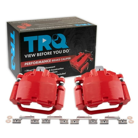 TRQ Rear Performance Brake Caliper Set Red Compatible with 07-20 Cadillac Chevrolet 07-19 GMC