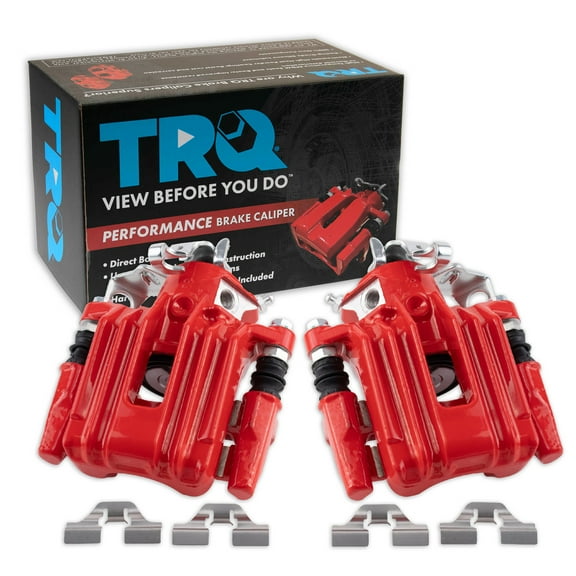 TRQ Rear Performance Brake Caliper Set Red Compatible with 2000-2006 Audi TT TT Quattro 1999-2005 Volkswagen Jetta