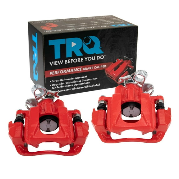 TRQ Rear Performance Brake Caliper Set Red Compatible with 2011-2018 Ford Explorer 2010-2012 Flex 2013-2018 Taurus 2010-2013 Lincoln MKT