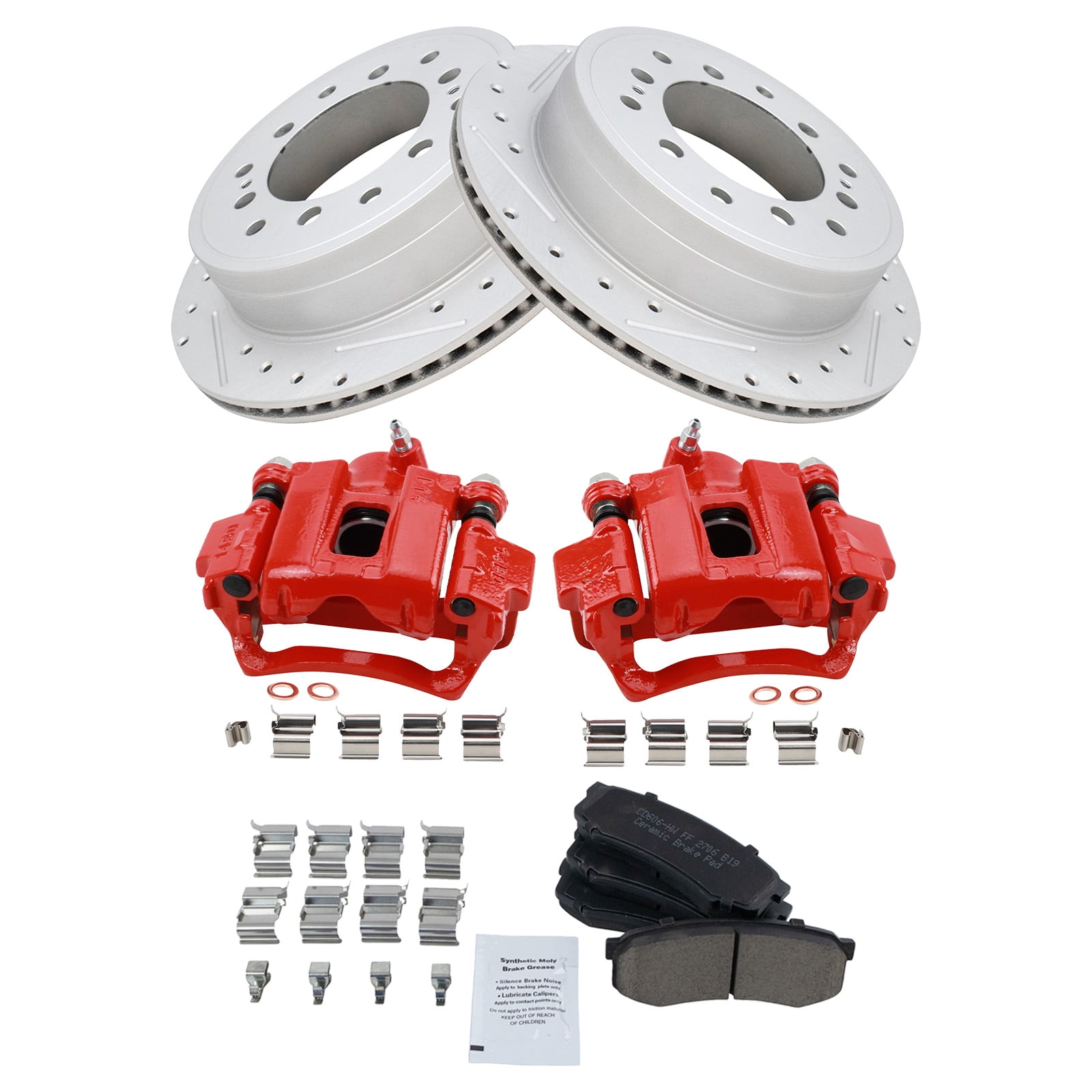 TRQ Rear Performance Brake Pad & Rotor Kit Brake Caliper Brake Pads ...