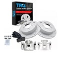 thumbnail image 1 of TRQ Rear Performance Brake Pad & Rotor Kit Brake Caliper Brake Pads Brake Rotors Set Ceramic Solid Premium G-Coated Fits Select 2009-2011 Mitsubishi Lancer 2008-2013 Outlander, 1 of 8