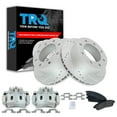 thumbnail image 1 of TRQ Rear Performance Brake Pad & Rotor Kit Brake Caliper Brake Pads Brake Rotors Set Semi-Metallic Premium G-Coated Fits Select 2000-2005 Ford Excursion 2000-2004 F-250 Super Duty F-350 Super Duty, 1 of 4