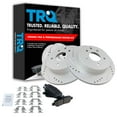 thumbnail image 1 of TRQ Rear Performance Brake Pad & Rotor Kit Brake Pads Brake Rotors Set Ceramic Premium G-Coated Fits Select 2003-2005 INFINITI G35 Nissan 350Z 2011-2023 LEAF 2014-2020 Rogue 2017-2022 Rogue Sport, 1 of 5