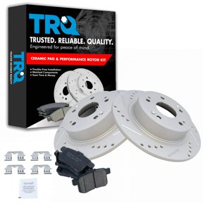 TRQ Rear Performance Brake Pad & Rotor Kit Brake Pads Brake Rotors Set Ceramic Premium G-Coated Fits Select 2009-2014 Acura TSX 2008-2017 Honda Accord