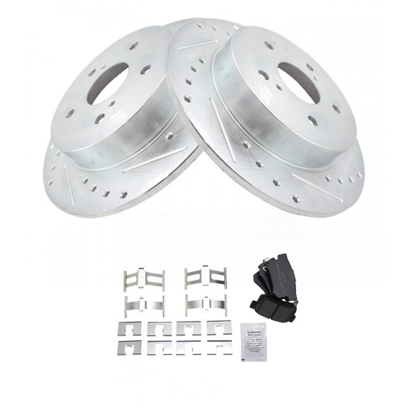 TRQ Rear Performance Brake Pad & Rotor Kit Brake Pads Brake Rotors Set Semi-Metallic Fits Select 2007-2013 Suzuki SX4