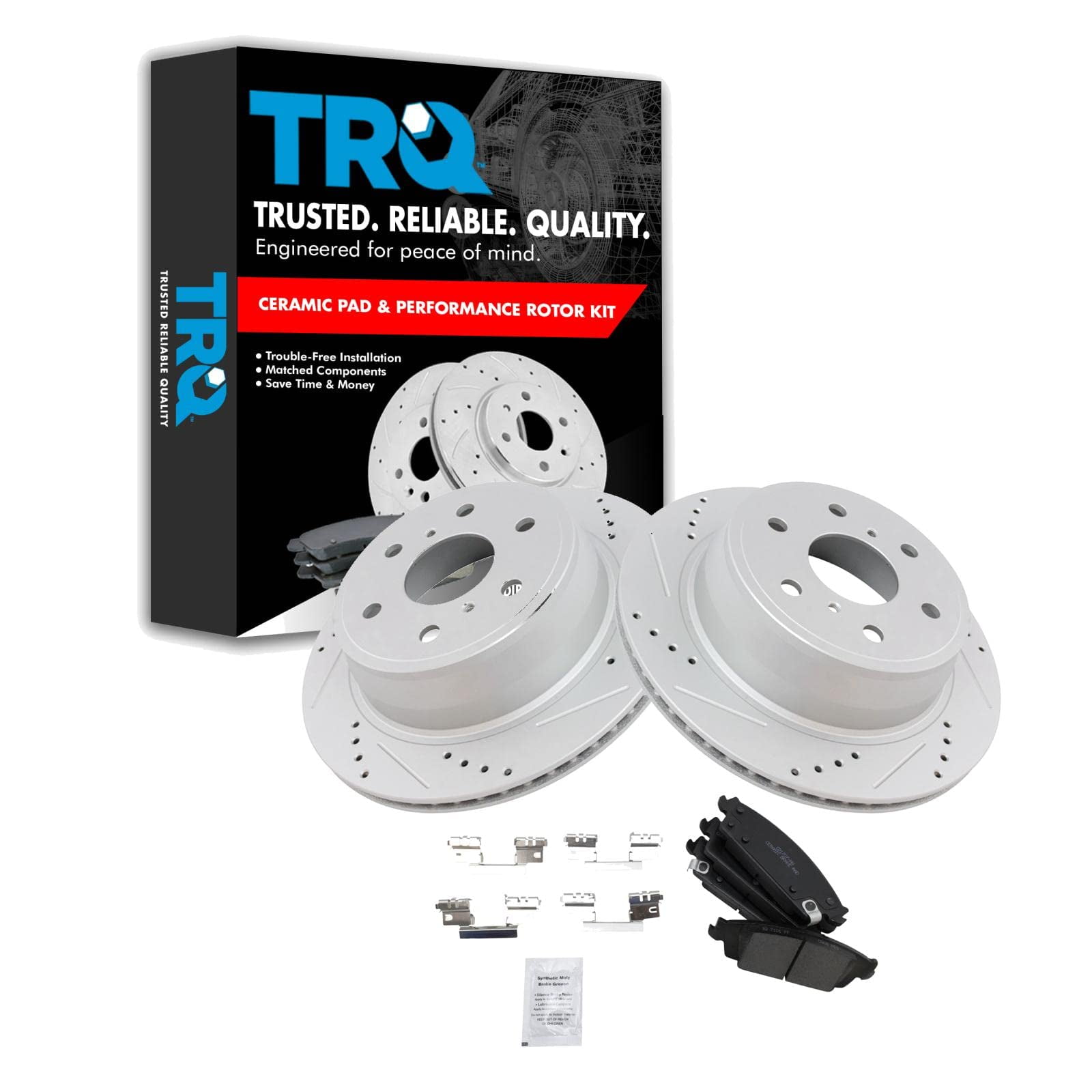 TRQ Rear Performance Brake Rotor & Ceramic Pad Kit Fits Select Chevy ...