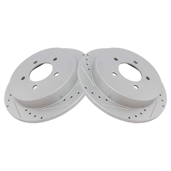 TRQ Rear Performance Brake Rotor Drilled Slotted Pair Set for 2002 Lincoln Blackwood / 1997-2002 Ford Expedition / 2004 Ford F150 Heritage / 1997-2003 Ford F150 / 1998-2002 Lincoln Navigator