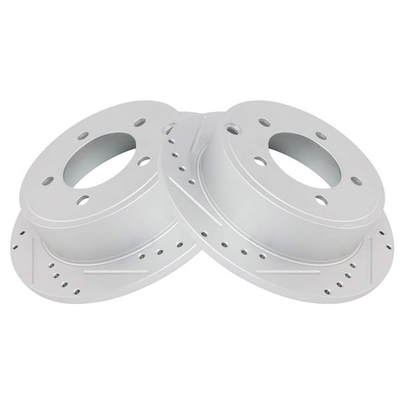 TRQ Rear Performance Brake Rotor Drilled Slotted Pair Set for 2011-2014 200 / 2008-2014 Avenger / 2007-2012 Caliber / 2007-2017 Lancer / 2007-2017 Patriot / 2007-2010 Sebring