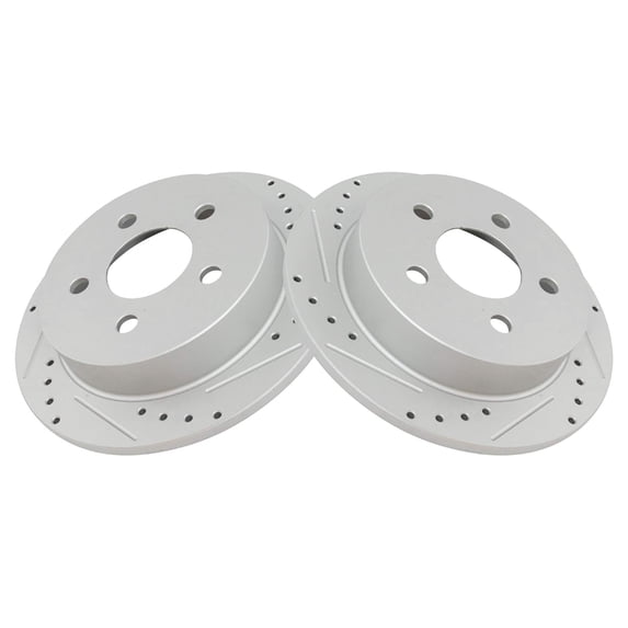 TRQ Rear Performance Brake Rotor Drilled Slotted Pair Set for Alero / Century / Grand Am / Grand Prix / Impala / Intrigue / Montana / Monte Carlo / Regal / Trans Sport / Venture