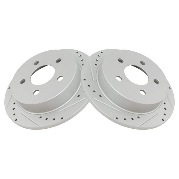 TRQ Rear Performance Brake Rotor Drilled Slotted Pair Set for Alero / Century / Grand Am / Grand Prix / Impala / Intrigue / Montana / Monte Carlo / Regal / Trans Sport / Venture