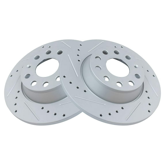 TRQ Rear Performance Brake Rotor Drilled Slotted Pair Set for A3 / A3 Quattro / CC / Eos / GTI / Jetta / Passat / Tiguan