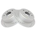 thumbnail image 1 of TRQ Rear Performance Brake Rotors Set Premium G-Coated Cross Drilled & Slotted Fits Select 1997-2001 Lexus ES300 1992-2001 Toyota Camry 1999-2003 Solara, 1 of 5