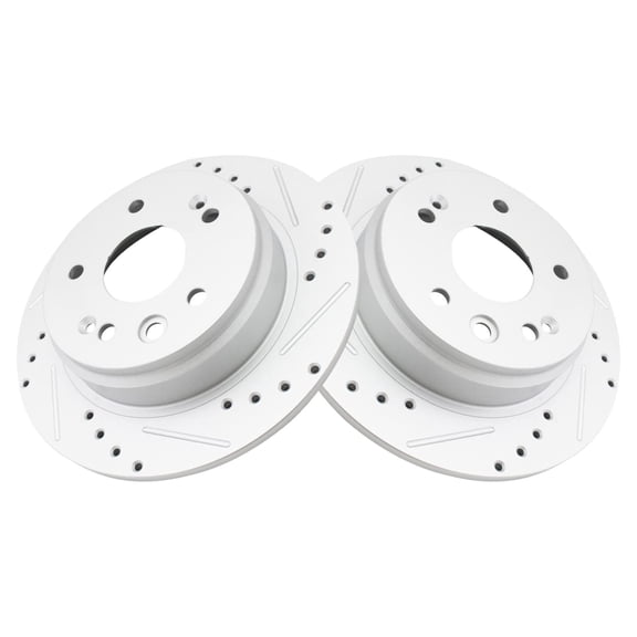 TRQ Rear Performance Brake Rotors Set Premium G-Coated Cross Drilled & Slotted Fits Select 1999-2003 Acura TL