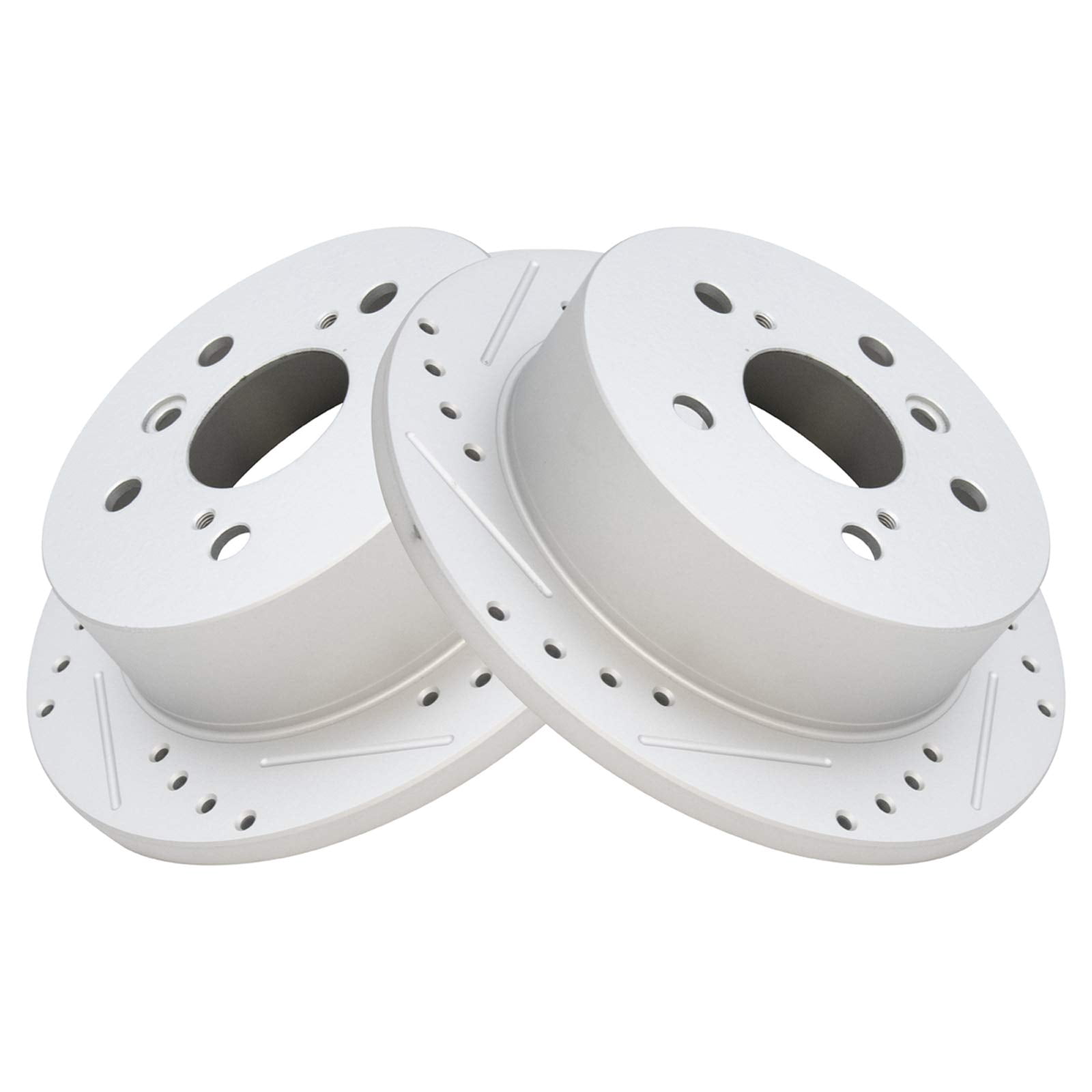 TRQ Rear Performance Brake Rotors Set Premium G-Coated Cross Drilled ...