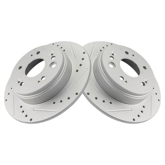 TRQ Rear Performance Brake Rotors Set Premium G-Coated Cross Drilled & Slotted Fits Select 2002-2004 Honda CR-V