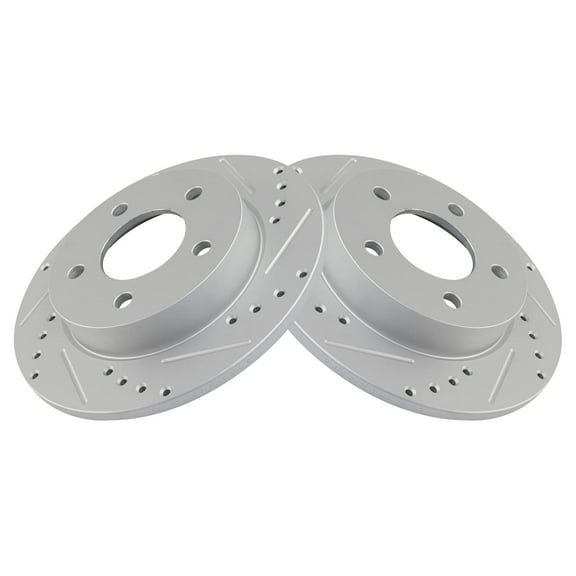 TRQ Rear Performance Brake Rotors Set Premium G-Coated Cross Drilled & Slotted Fits Select 2004-2013 Mazda 3