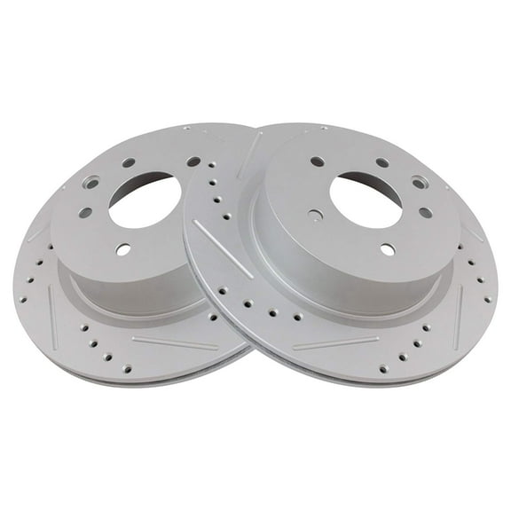 TRQ Rear Performance Brake Rotors Set Premium G-Coated Cross Drilled & Slotted Fits Select 2009-2022 Nissan Maxima