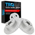 thumbnail image 1 of TRQ Rear Performance Brake Rotors Set Premium G-Coated Cross Drilled & Slotted Fits Select 2012-2015 Mercedes-Benz C250 2008-2012 C300, 1 of 6