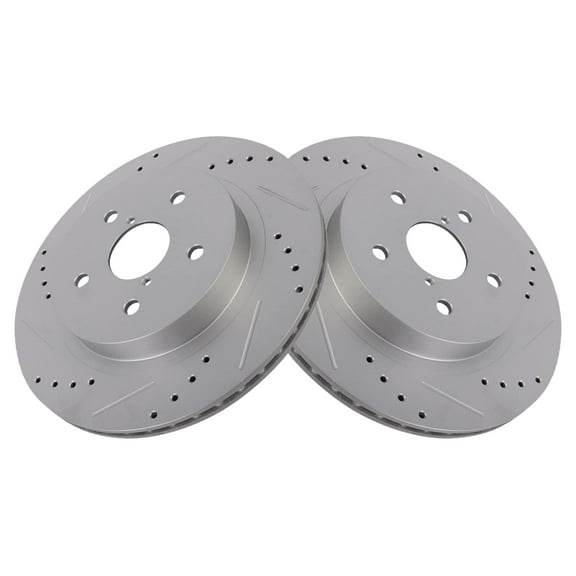 TRQ Rear Performance Brake Rotors Set Premium G-Coated Cross Drilled & Slotted Fits Select 2015-2021 Subaru Legacy Outback 2016-2022 WRX