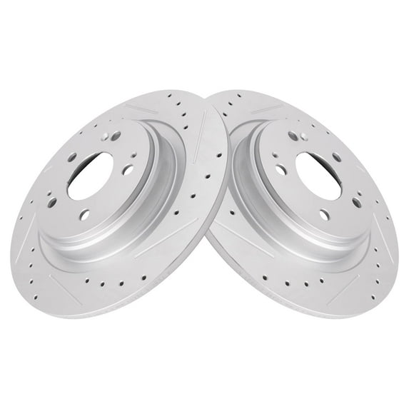 TRQ Rear Performance Brake Rotors Set Premium G-Coated Cross Drilled & Slotted Fits Select 2017-2020 Acura MDX