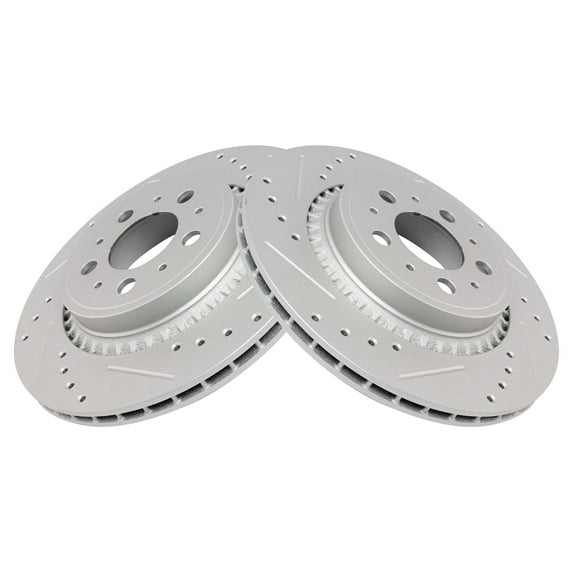 TRQ Rear Performance Brake Rotors Set Premium G-Coated Fits Select 2003-2014 Volvo XC90
