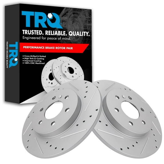 TRQ Rear Performance Brake Rotors Set Premium G-Coated Fits Select 2006-2007 Buick Terraza 2006-2008 Chevrolet Uplander 2006 Pontiac Montana Saturn Relay