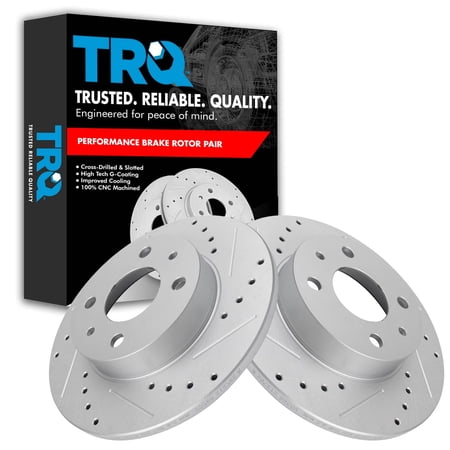 TRQ Rear Performance Brake Rotors Set Premium G-Coated Fits Select 2012-2019 Fiat 500