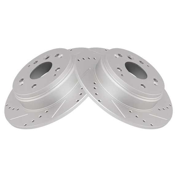 TRQ Rear Performance Brake Rotors Set Solid Premium G-Coated Cross Drilled & Slotted Fits Select 2004-2008 Acura TL 2003-2011 Honda Element