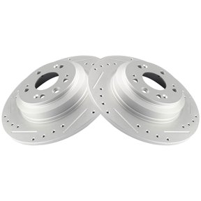 TRQ Rear Performance Brake Rotors Set Solid Premium G-Coated Cross Drilled & Slotted Fits Select 2009-2014 Acura TL