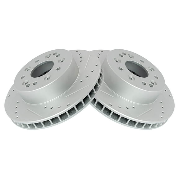 TRQ Rear Performance Brake Rotors Set Vented Premium G-Coated Cross Drilled & Slotted Fits Select 1965-1982 Chevrolet Corvette