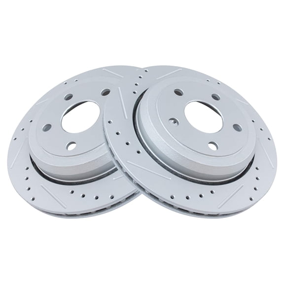 TRQ Rear Performance Brake Rotors Set Vented Premium G-Coated Cross Drilled & Slotted Fits Select 2011-2021 Dodge Durango Jeep Grand Cherokee 2022 Grand Cherokee WK