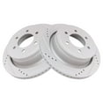 thumbnail image 1 of TRQ Rear Performance Brake Rotors Set Vented Premium G-Coated Cross Drilled & Slotted Fits Select 2012-2020 Ford F-150, 1 of 5
