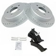 thumbnail image 1 of TRQ Rear Performance Drilled Slotted Brake Rotor & Posi Ceramic Pad Set, 1 of 5