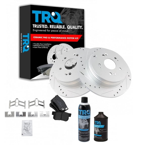 TRQ Rear Performance Drilled Slotted Coated Brake Rotor & Semi-Metallic Pad Kit BKA18837 Fits select: 2007-2012 ACURA RDX