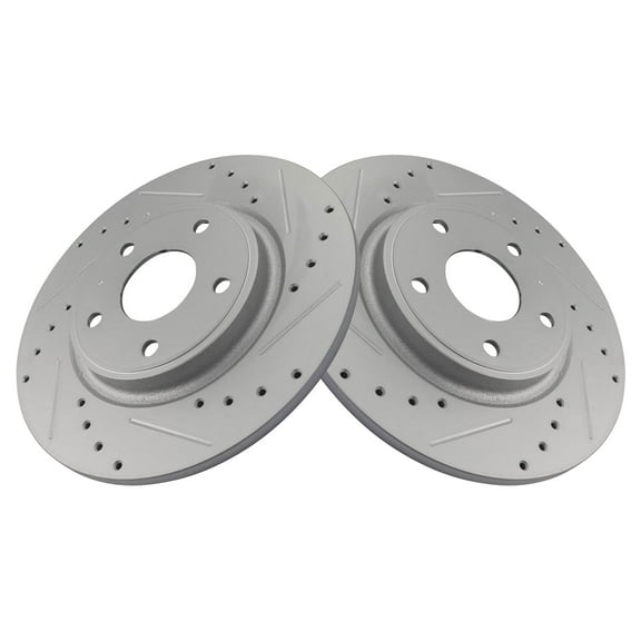 TRQ Rear Performance Drilled Slotted G-Coated Disc Brake Rotor Pair Fits Select Chrysler