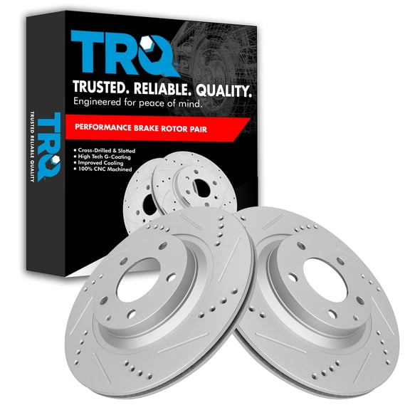 TRQ Rear Performance Drilled Slotted G-Coated Disc Brake Rotor Pair for RX8 New BRA75004