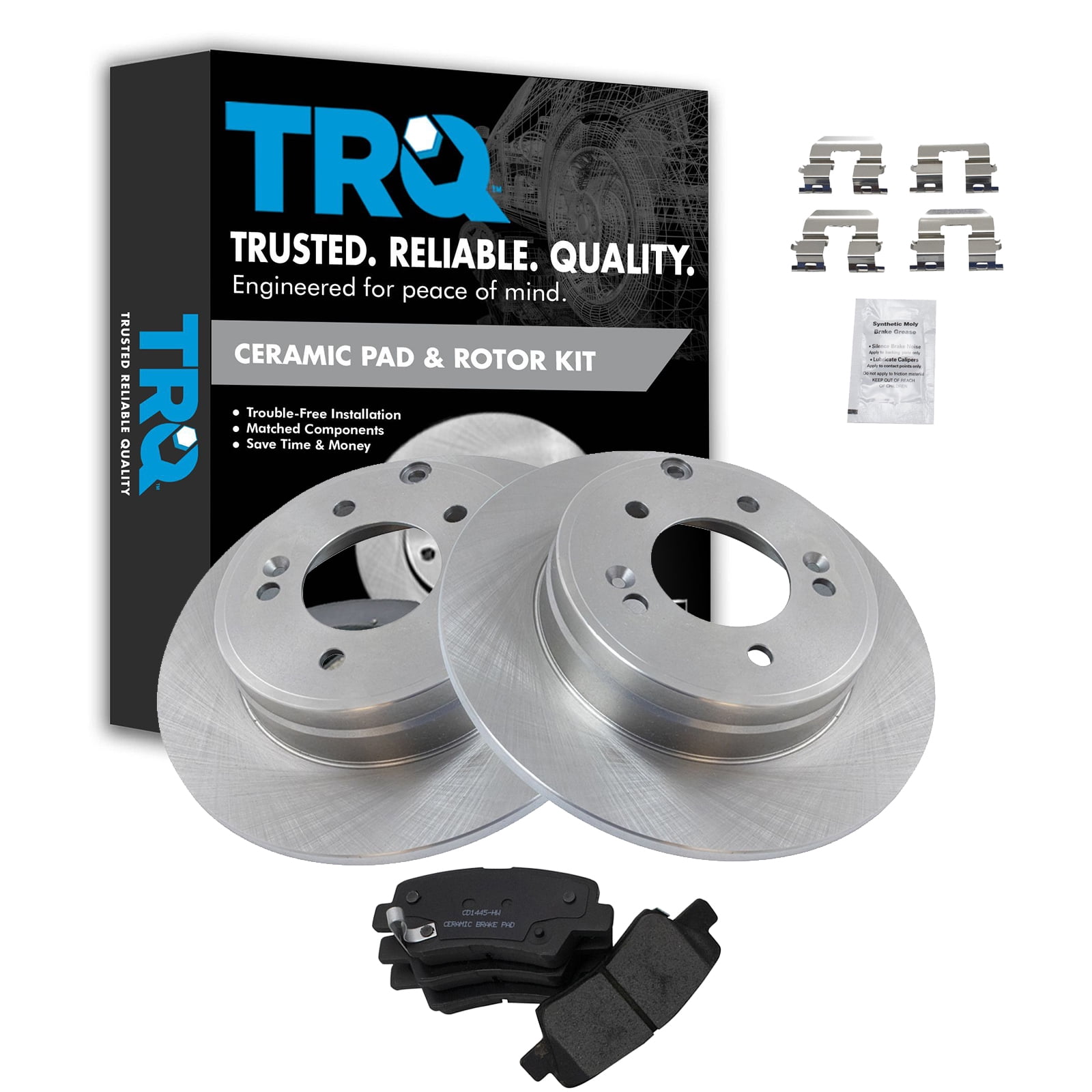 TRQ Rear Posi Ceramic Brake Pad & Rotor Kit for Hyundai Sonata Kia