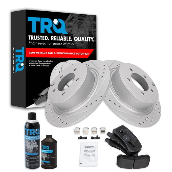 TRQ Rear Posi Metallic Brake Pad & Performance Rotor w/Chemicals BKA21414