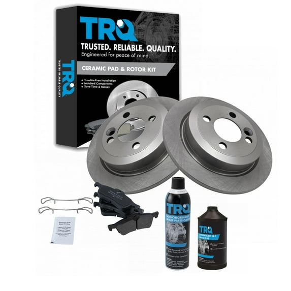 TRQ Rear Posi Metallic Brake Pad & Rotor Kit w/ Fluids for 02-08 Mani Cooper BKA18754