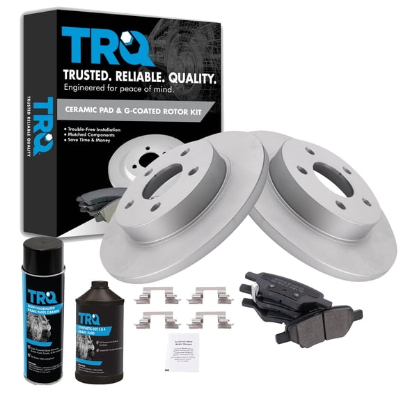 TRQ Rear Posi Metallic Disc Brake Pad & Coated Rotor Kit w/Chemicals BKA23877 Fits select: 2004-2012 CHEVROLET MALIBU, 2005-2010 PONTIAC G6