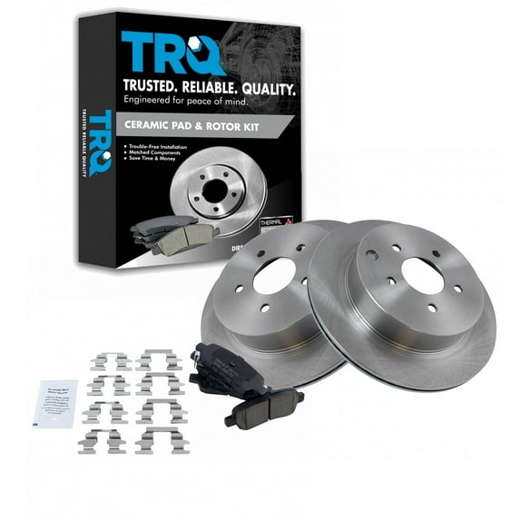 TRQ Rear Premium Posi Ceramic Disc Brake Pad & Rotor Kit Fits Select Nissan