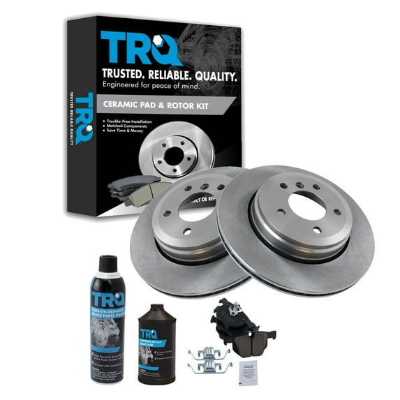 TRQ Rear Premium Posi Ceramic Disc Brake Pad & Rotor Kit w/Chemicals BKA16431 Fits select: 2008-2010 BMW 528, 2004-2007 BMW 530